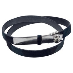 Ferragamo Luxuriöser Ponyhaar-Gürtel mit einstellbarer silberner Gancini-Schnalle