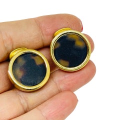 FERRAGAMO Made in ITALY signed vintage gold plated glass clip on earrings