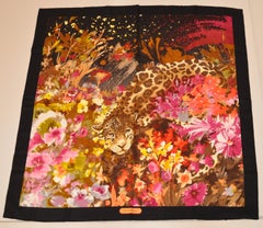 Ferragamo Magnificent "Baby Leopard Among Florals" Silk Jacquard Scarf
