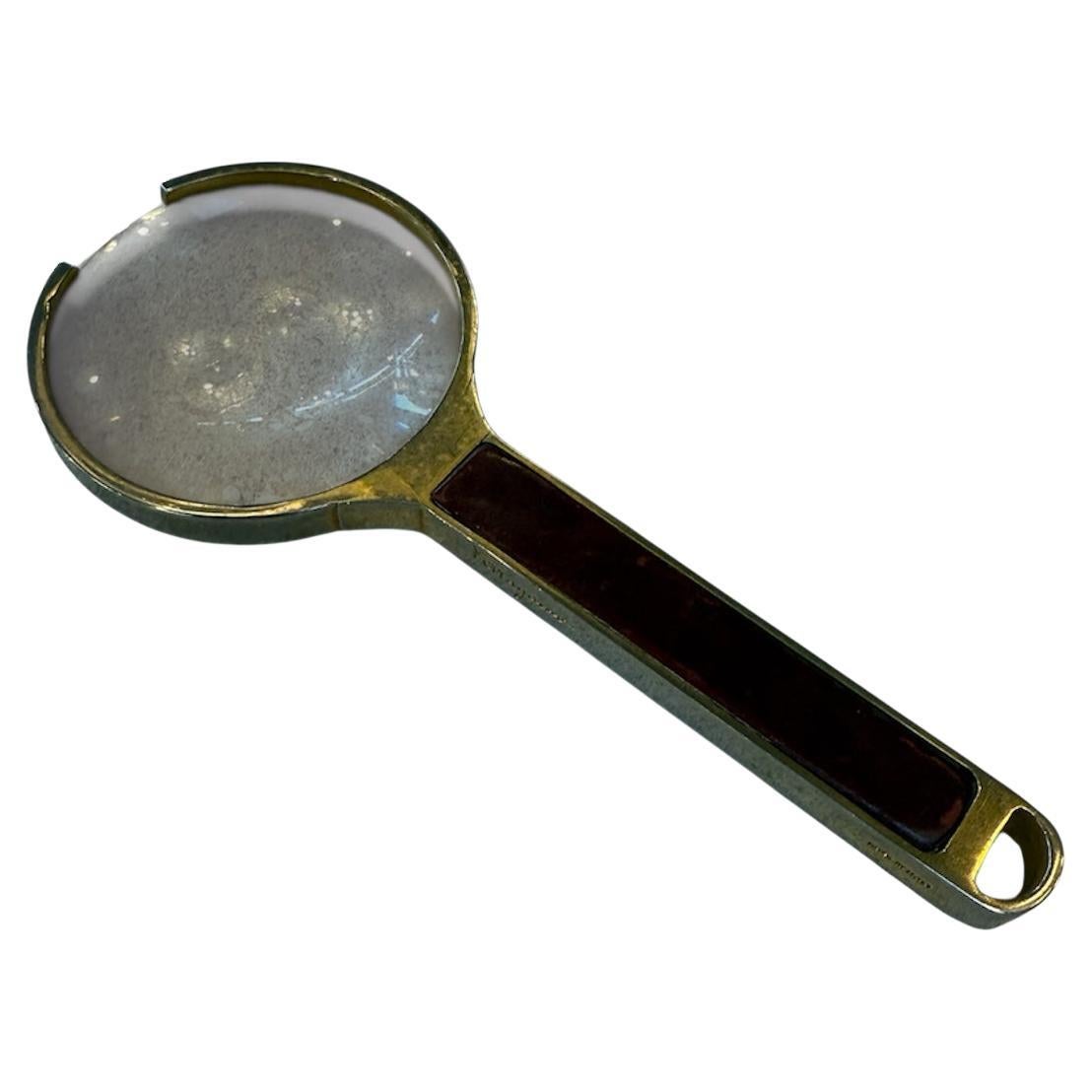 Ferragamo Magnifying Glass with Leather Handle, Italy, 1970s For Sale