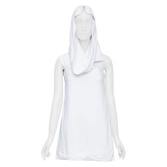FERRAGAMO Maximilian Davis 2023 Runway Bridal white hood crepe mini dress IT40 S