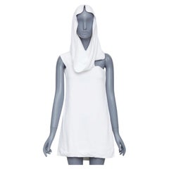 FERRAGAMO Maximilian Davis 2023 Runway Bridal weißes Minikleid aus Krepp mit Kapuze IT42 M