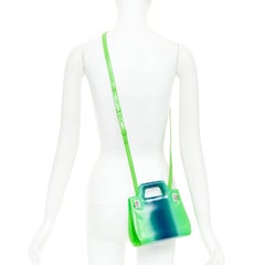 FERRAGAMO Maximilian Davis 2023 Runway Mini Wanda green blue airbrush calf bag