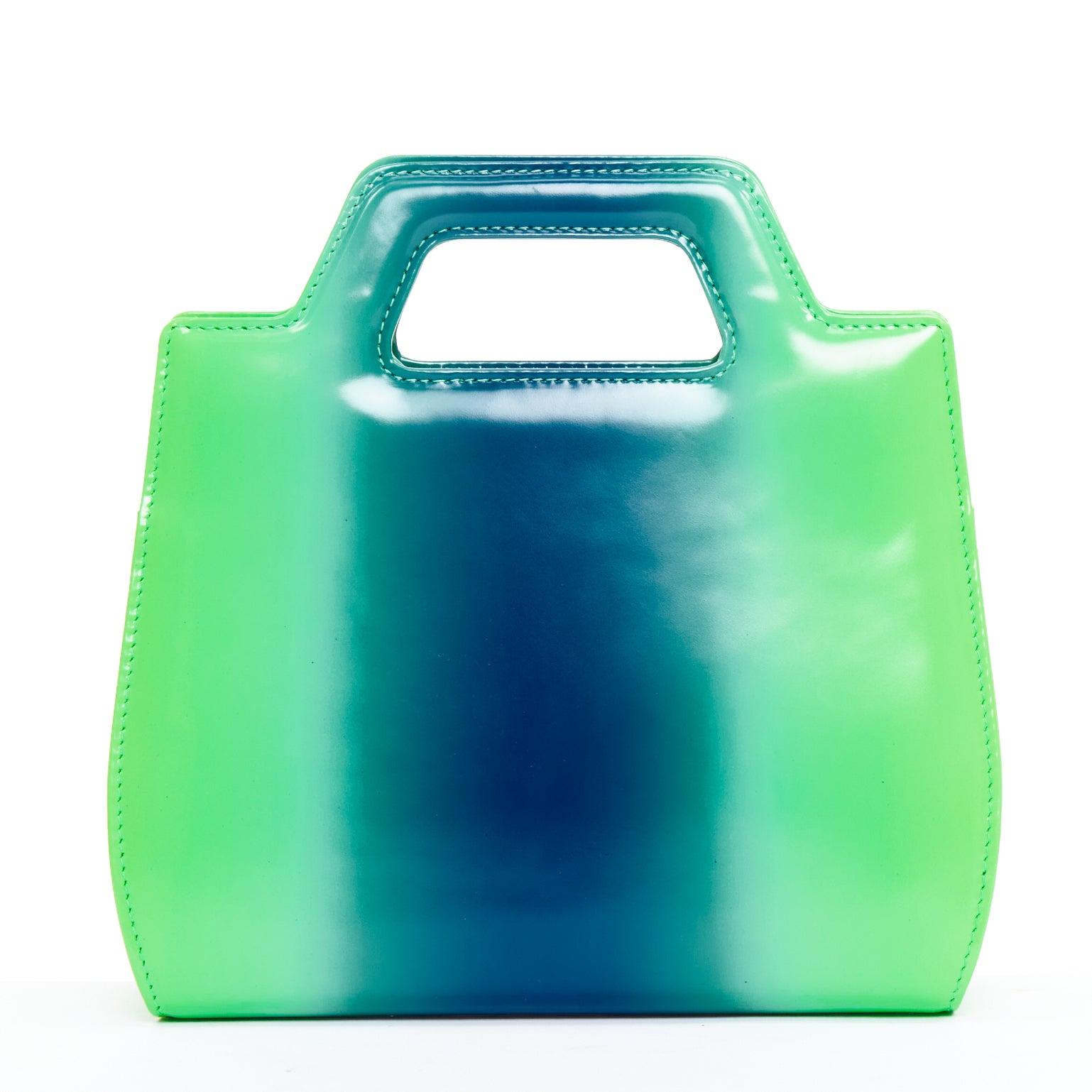 FERRAGAMO Maximilian Davis 2023 Runway Mini Wanda green blue airbrush calf bag Pour femmes en vente