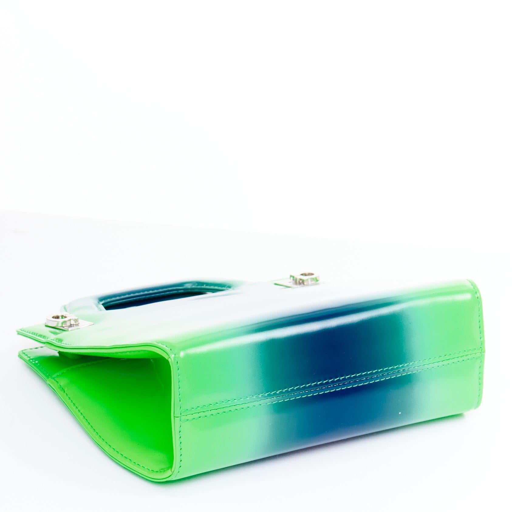 FERRAGAMO Maximilian Davis 2023 Runway Mini Wanda green blue airbrush calf bag en vente 1