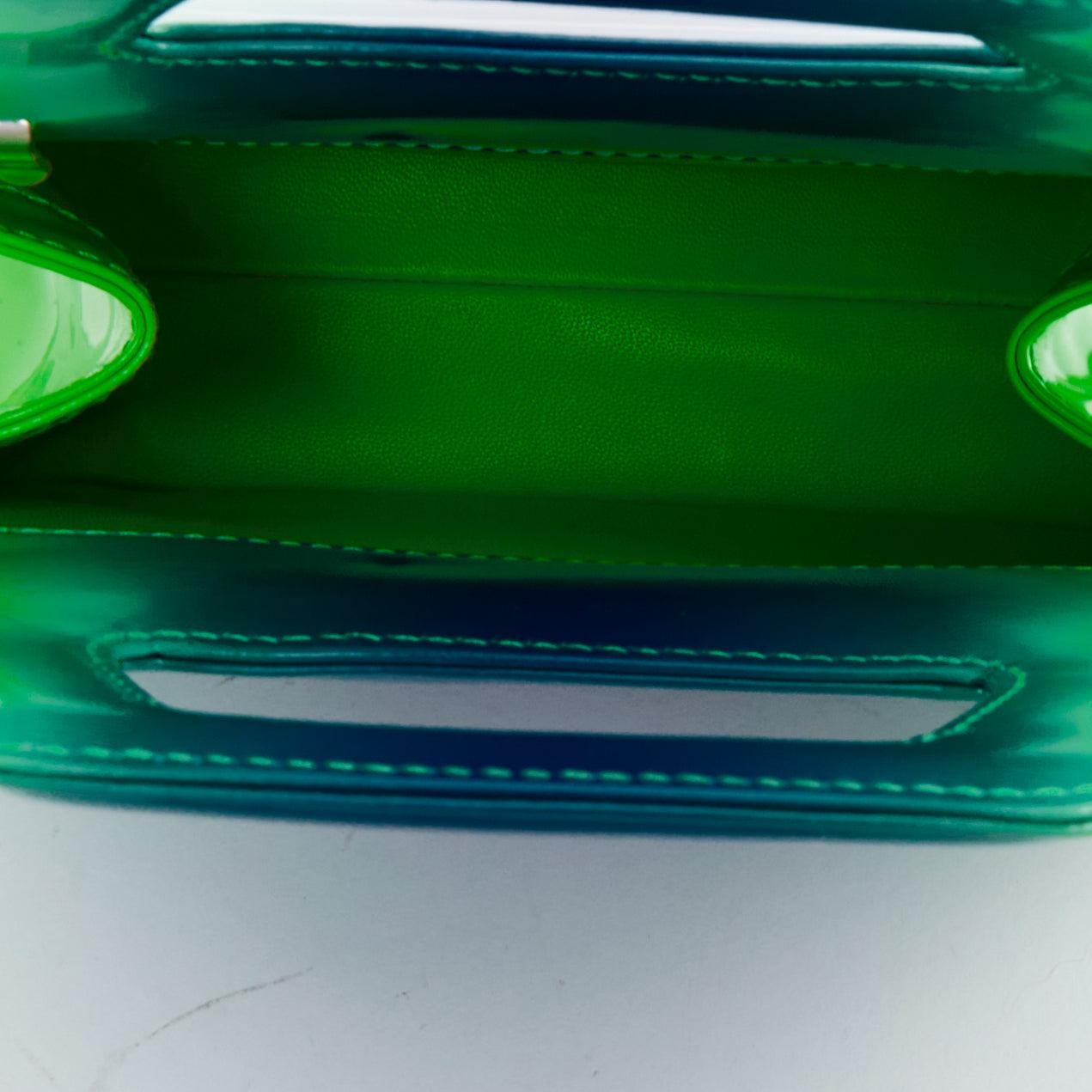 FERRAGAMO Maximilian Davis 2023 Runway Mini Wanda green blue airbrush calf bag en vente 4