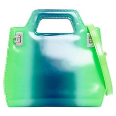 FERRAGAMO Maximilian Davis 2023 Runway Mini Wanda green blue airbrush calf bag