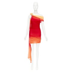 FERRAGAMO Maximilian Davis 2023 Runway one shoulder red ombre mini dress M