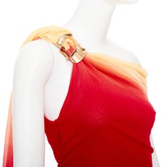 FERRAGAMO Maximilian Davis 2023 Runway one shoulder red ombre tulle dress M.