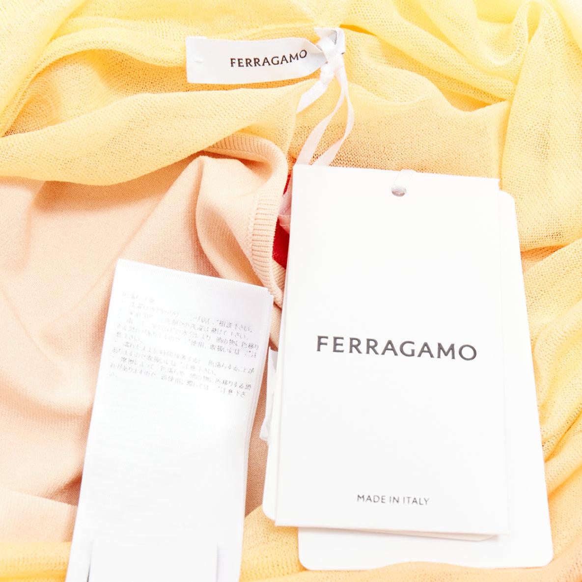 FERRAGAMO Maximilian Davis 2023 Runway one shoulder red ombre tulle dress M en vente 4