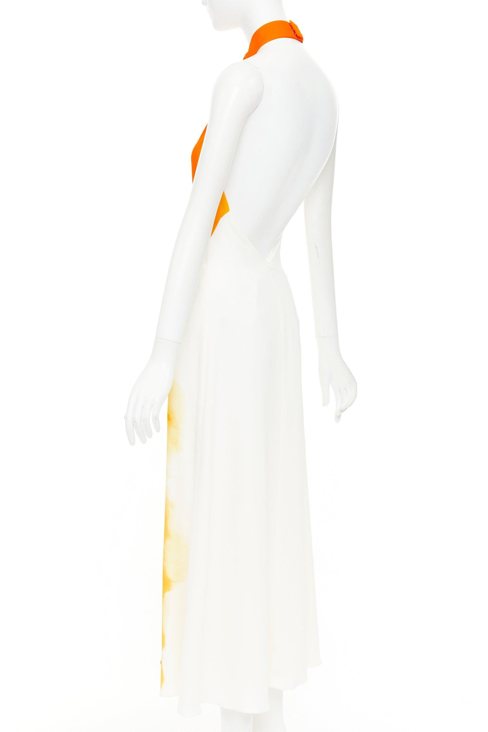 Ferragamo 2023 Runway robe dos nu en soie orange sunset IT38 XS en vente 1
