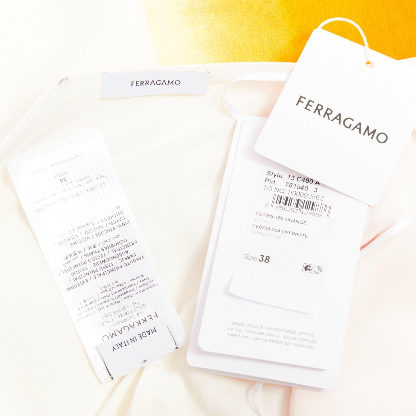 Ferragamo 2023 Runway robe dos nu en soie orange sunset IT38 XS en vente 4