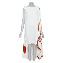 FERRAGAMO Maximilian Davis 2023 Runway red animalier print crepe draped dress S