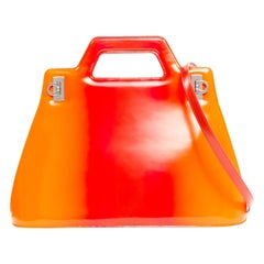 FERRAGAMO Maximilian Davis 2023 Runway Wanda sunset red orange airbrush calf bag