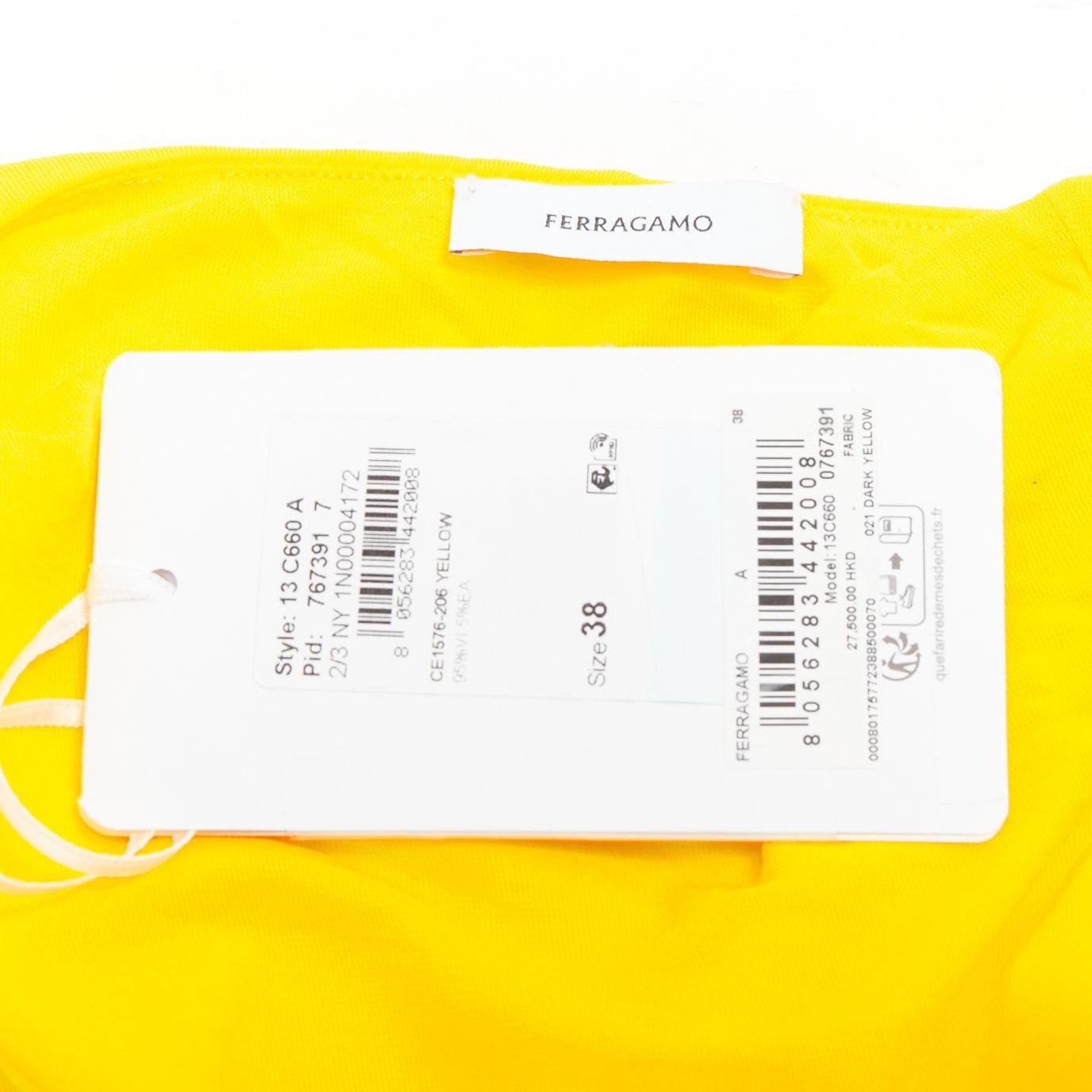 FERRAGAMO Maximilian Davis 2023 Runway gelbes asymmetrisches gerüschtes Kleid IT38 XS im Angebot 4