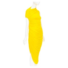 FERRAGAMO Maximilian Davis 2023 Runway yellow asymmetric ruched dress IT40 S