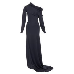 FERRAGAMO Maximilian Davis 2023 Viskosemischung Schulterfreies Kleid mit Schleppe M