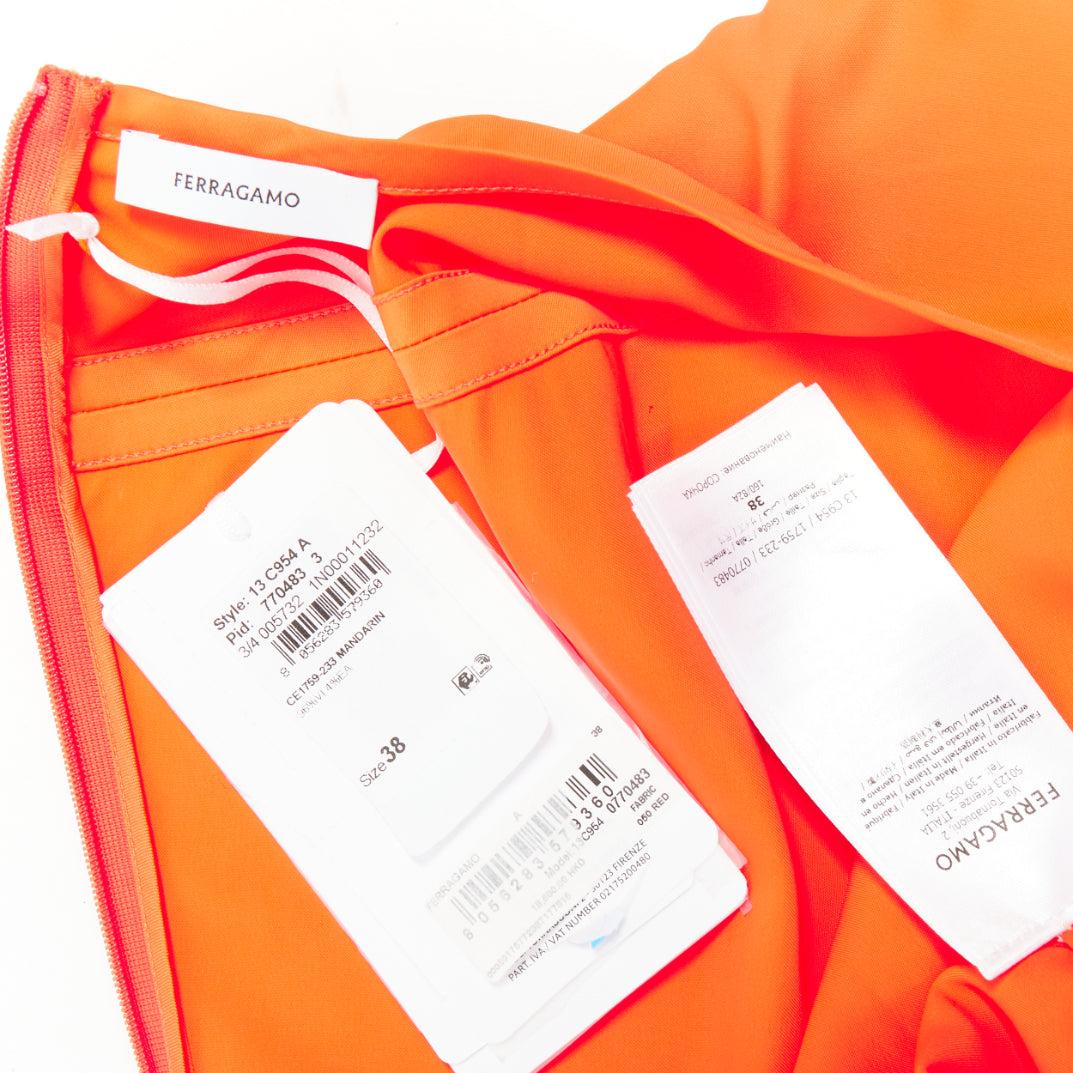 Ferragamo Maximilian Davis Abito kimono in raso arancione mandarino IT38 XS in vendita 5