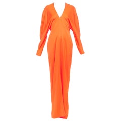 FERRAGAMO Maximilian Davis Mandarin orange satin kimono gown dress IT38 XS