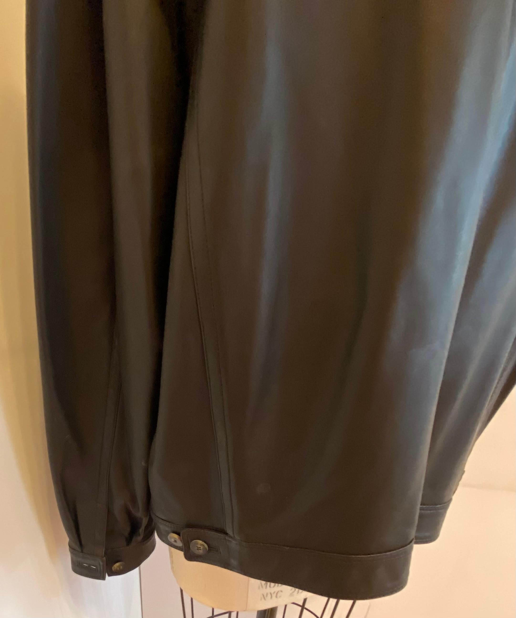 Ferragamo Men's Mid-Night Black Lambskin Fully-Lined Zippered Jacket For Sale 7