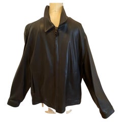Ferragamo Men's Mid-Night Black Lambskin Fully-Lined Zippered Jacket