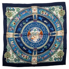 Ferragamo Navy Indisches Design Seidenschal