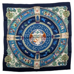 Ferragamo Navy Indian Design Silk Scarf