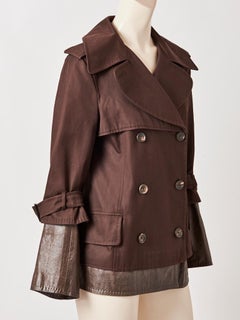 Ferragamo Pea Jacket with Leather Detail