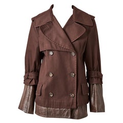 Ferragamo Pea Jacket with Leather Detail