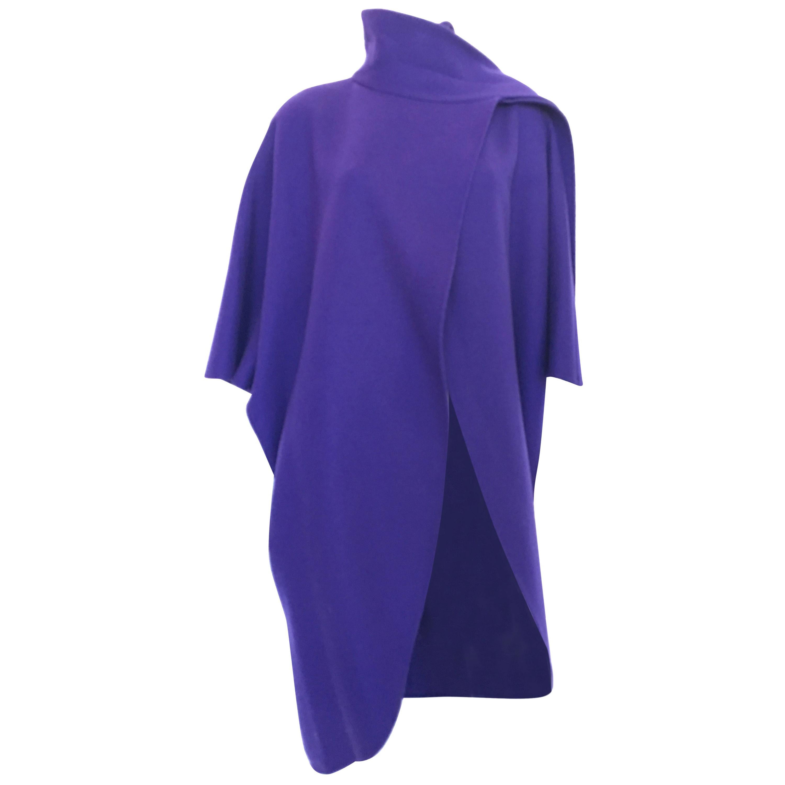 Ferragamo Purple Wool Cape Style Coat / I Magnin Department Store For Sale