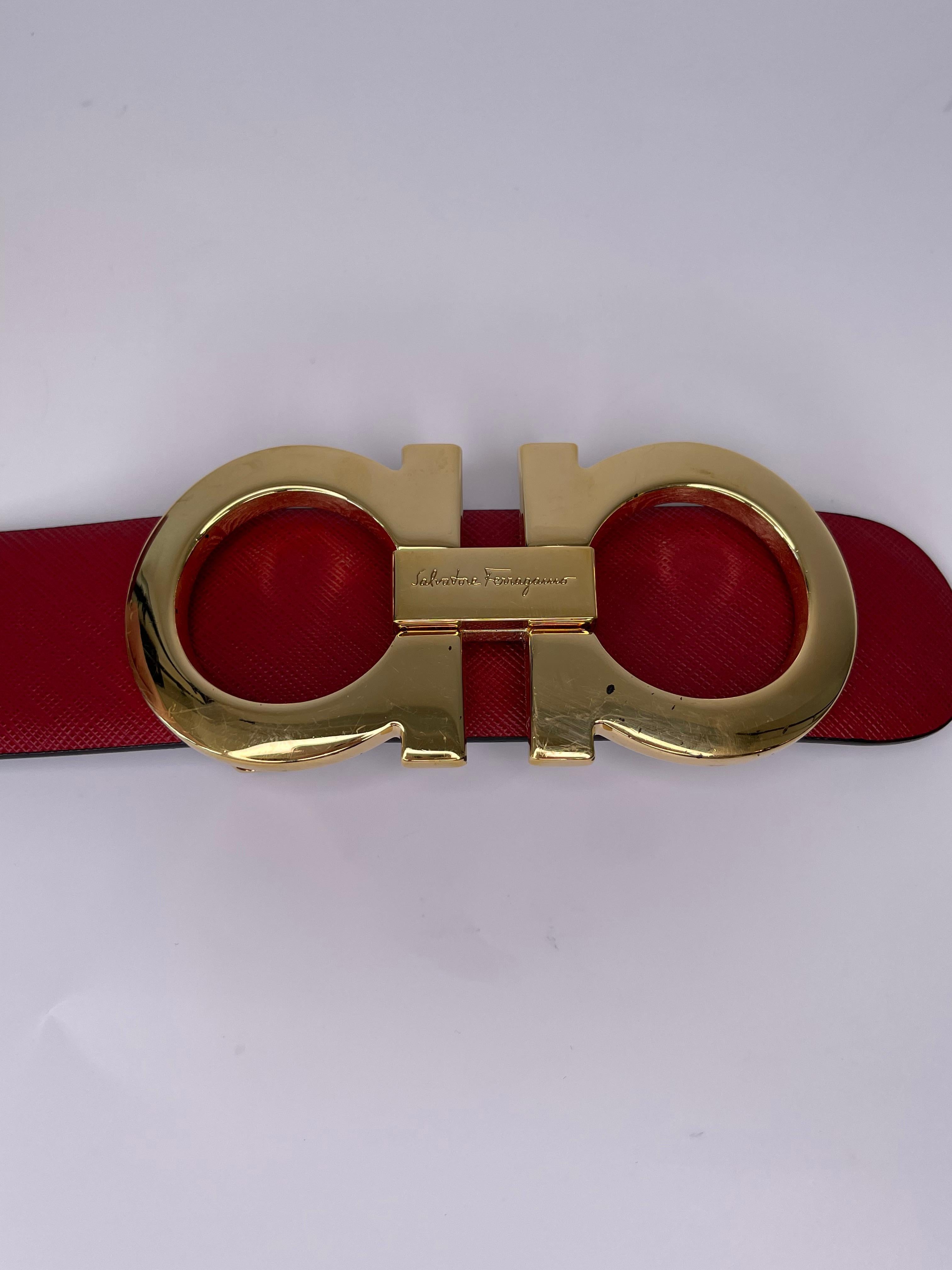 ferragamo belt red and gold