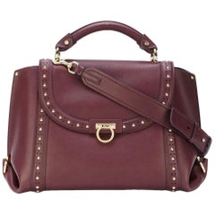 Ferragamo Red Medium Studded Leather Sofia Satchel