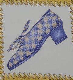 Ferragamo Shoe Collection Silk Scarf with Gold Border