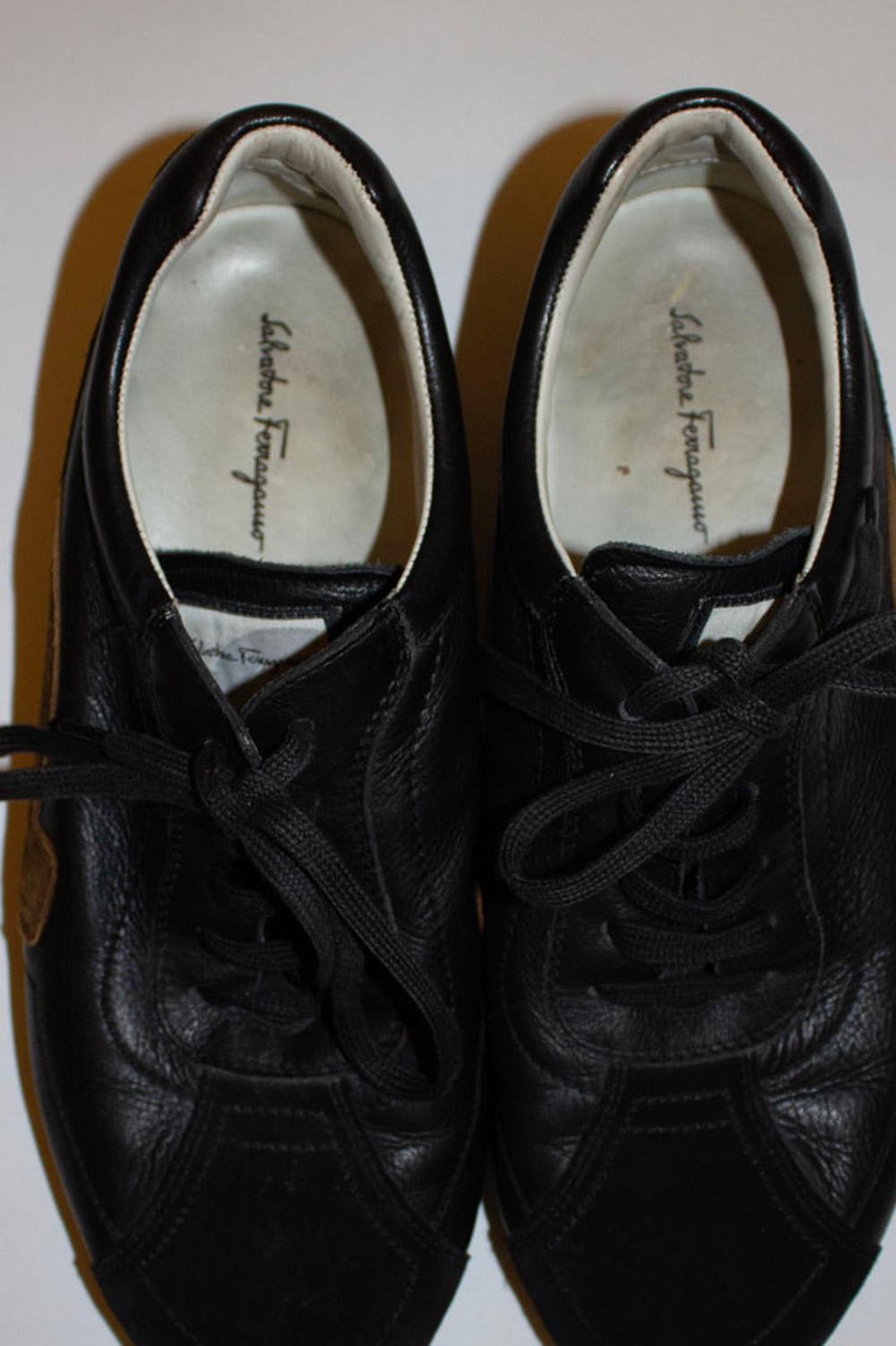 Ferragamo Suede and Leather Trainers en vente 1