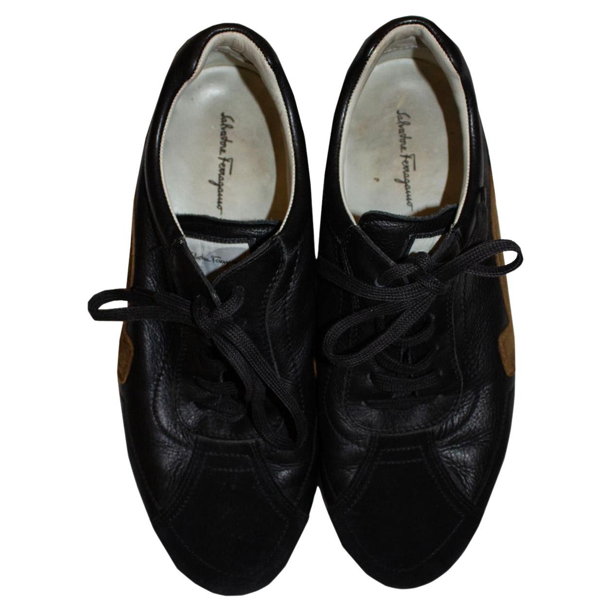 Ferragamo Suede and Leather Trainers en vente