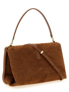 Ferragamo Suede with Gancini Hardware Shoulder Bag — Brown