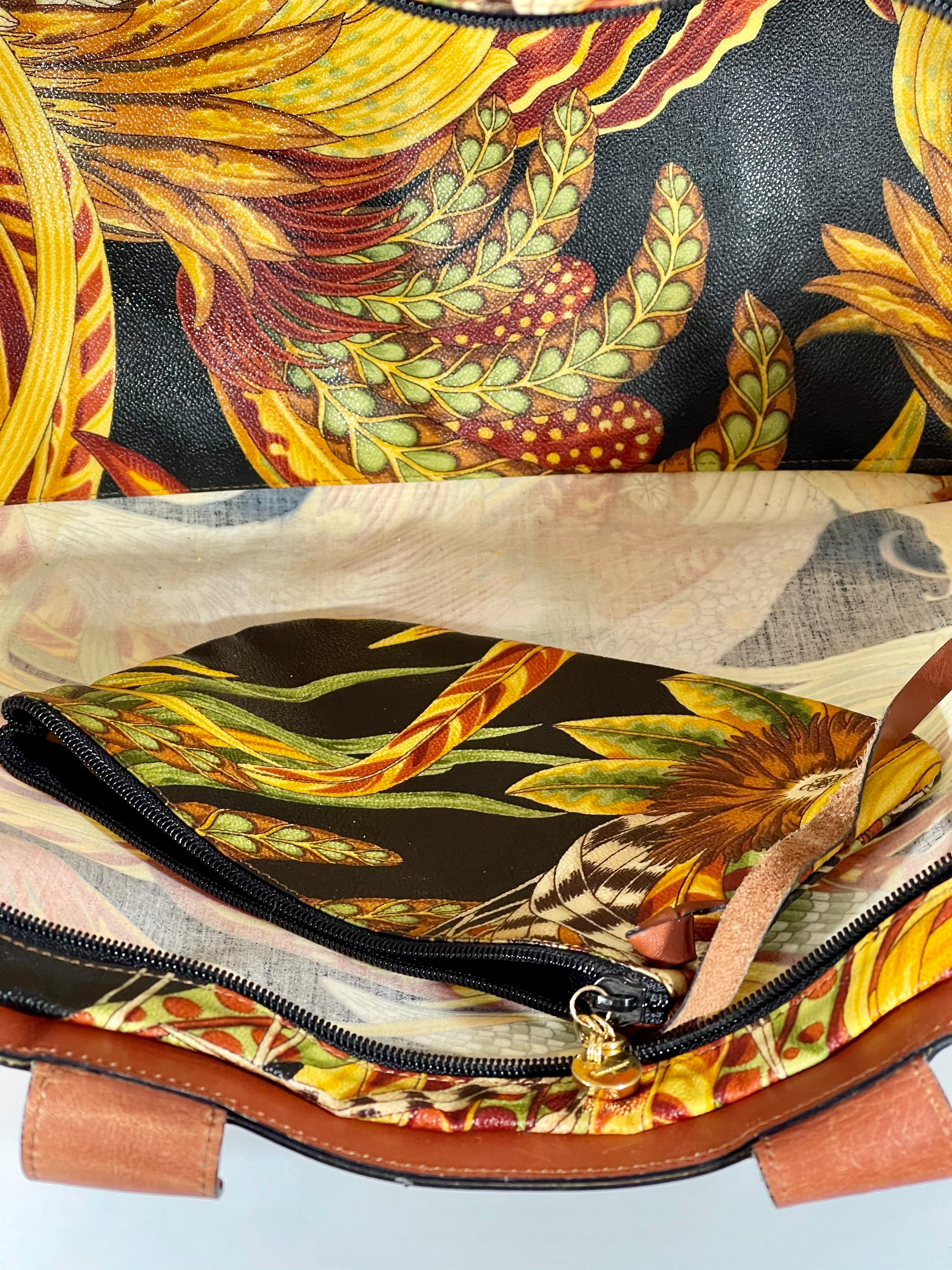 Ferragamo Travel print Tote bag Leather/Nylon Multicolor Large + matching pouch 3