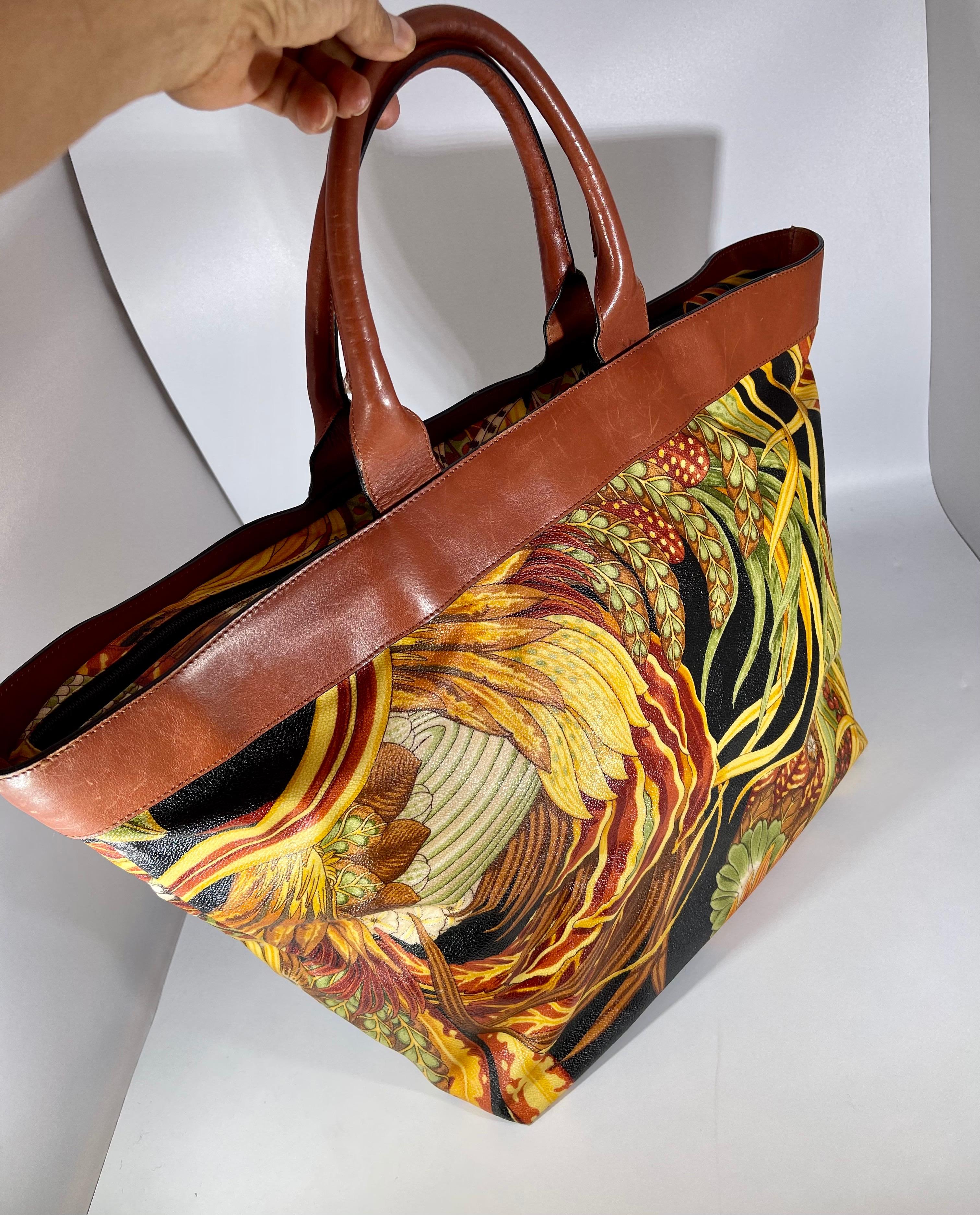 Ferragamo Travel print Tote bag Leather/Nylon Multicolor Large + matching pouch 8