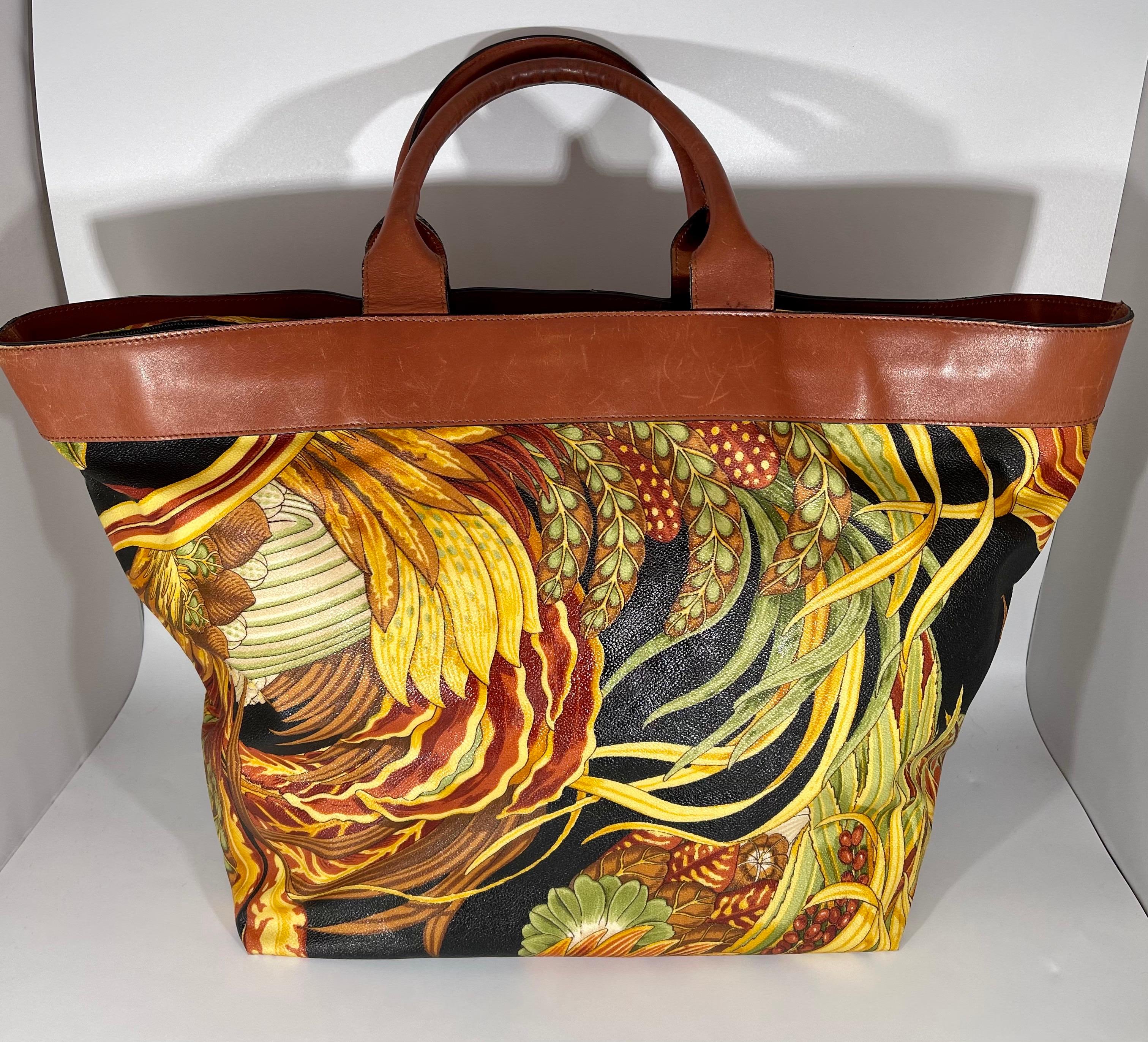 Women's Ferragamo Travel print Tote bag Leather/Nylon Multicolor Large + matching pouch