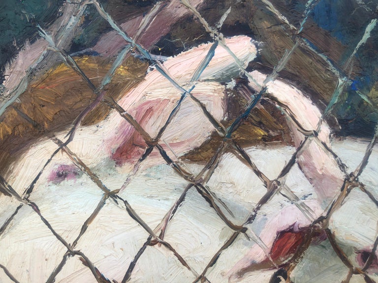 Ferrán Martí (1943) Caged rabbits oil

Oil measures 19x24 cm.

Frame measures 32x37 cm.