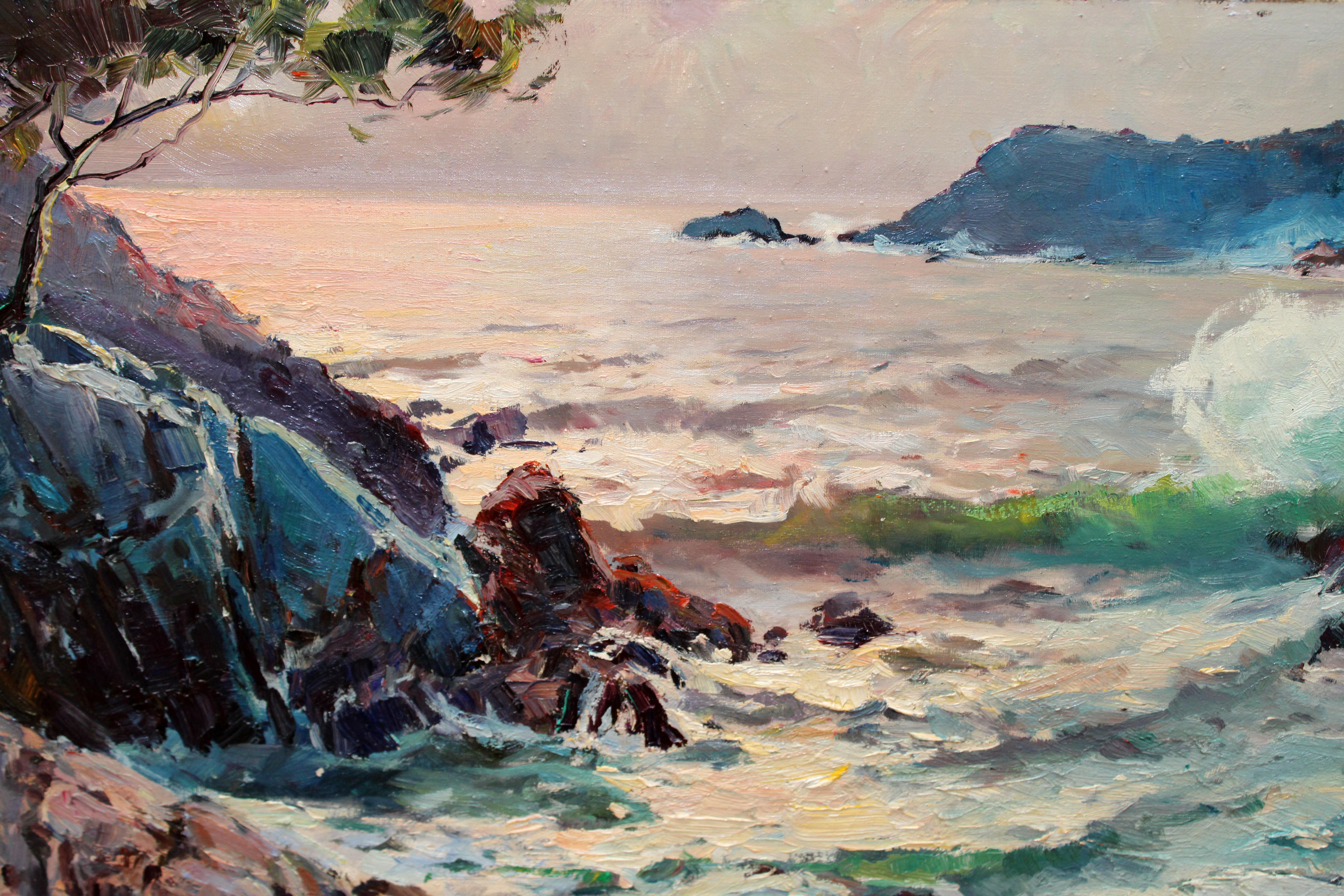 Óleo sobre tela - Vista de la Costa Brava - Gray Landscape Painting by Ferran Ponsjoan Delós