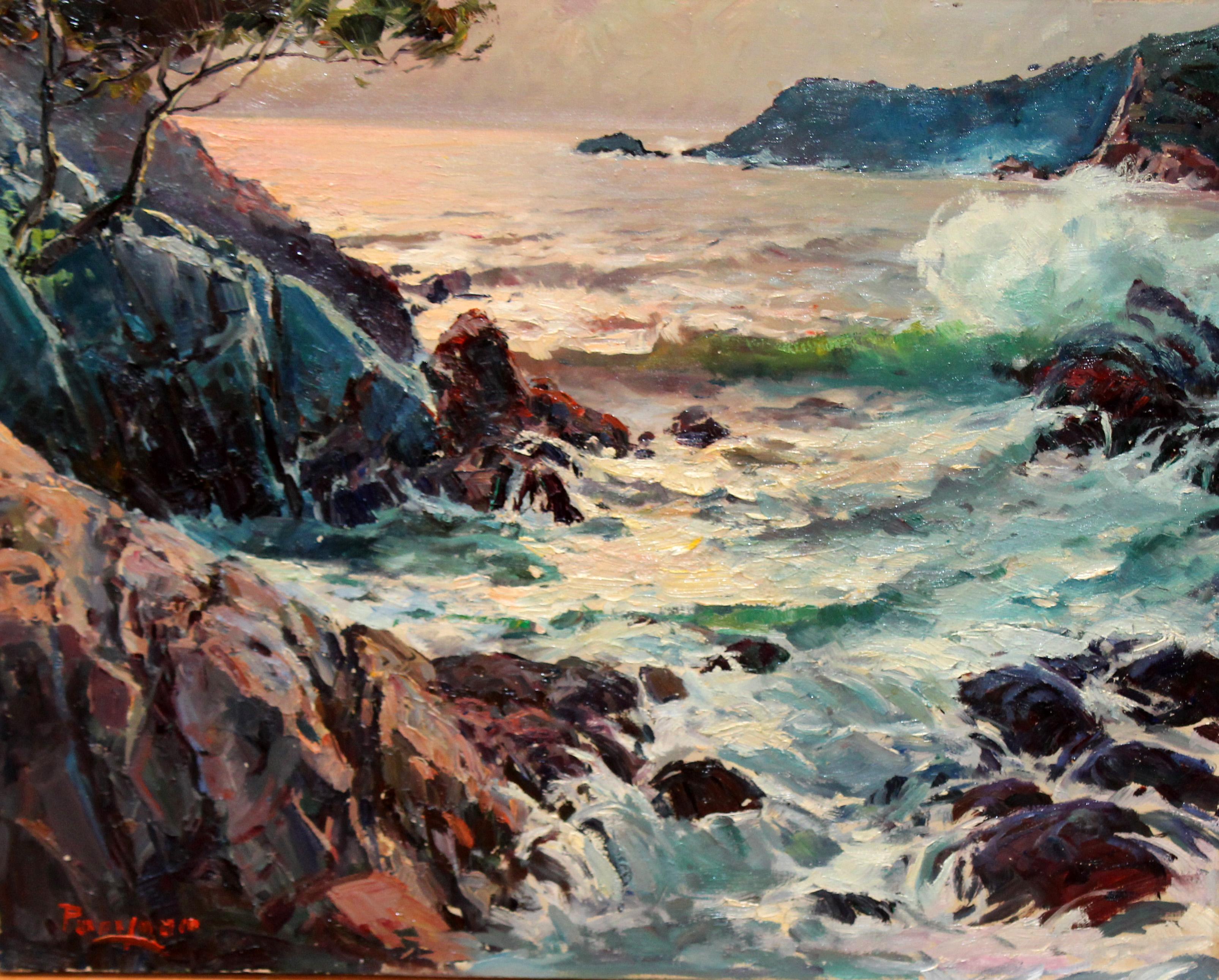 Ferran Ponsjoan Delós Landscape Painting - Óleo sobre tela - Vista de la Costa Brava