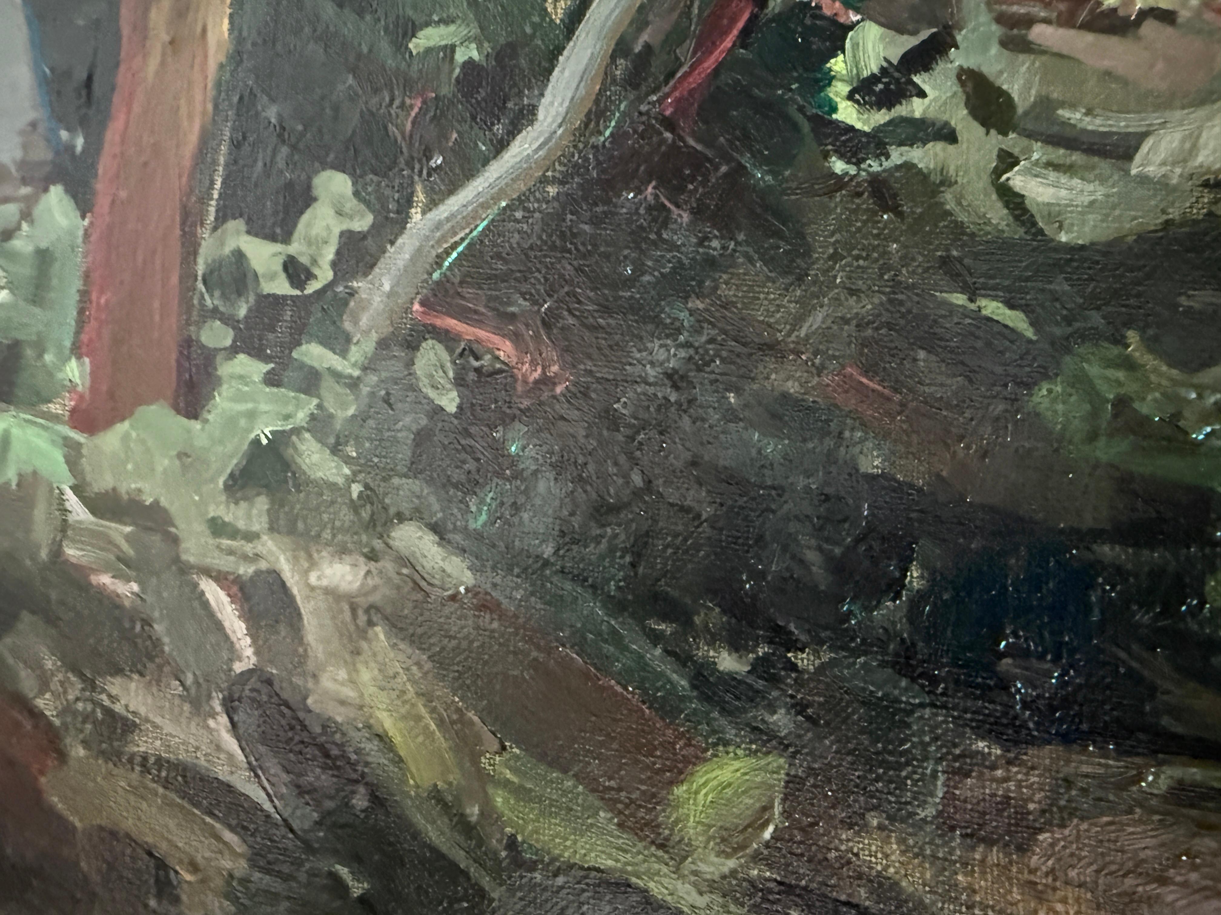 Titel: Waldlichtungen

Künstler: Ferran Ponsjoan Delós (1916-1993)

Medium: Öl auf Leinwand

Abmessungen: 46 × 55 cm (18,1 × 21,6 Zoll)

Unterlage: Leinwand auf Holzkeilrahmen

Unterschrift: Signiert unten rechts: 