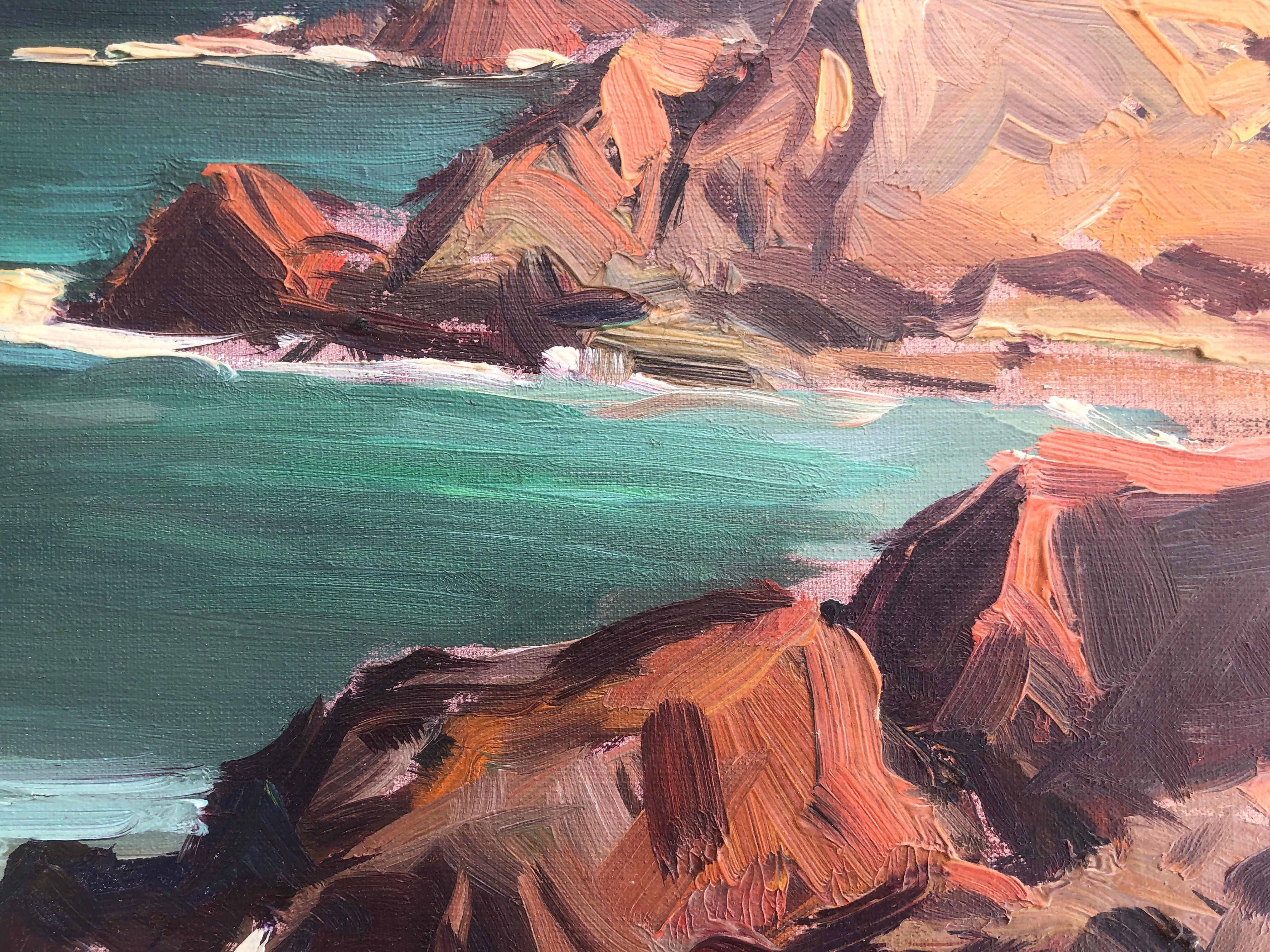 Paisaje marítimo de la Costa Brava España óleo sobre lienzo pintura paisaje marino - Painting Impresionista de Ferran Ponsjoan