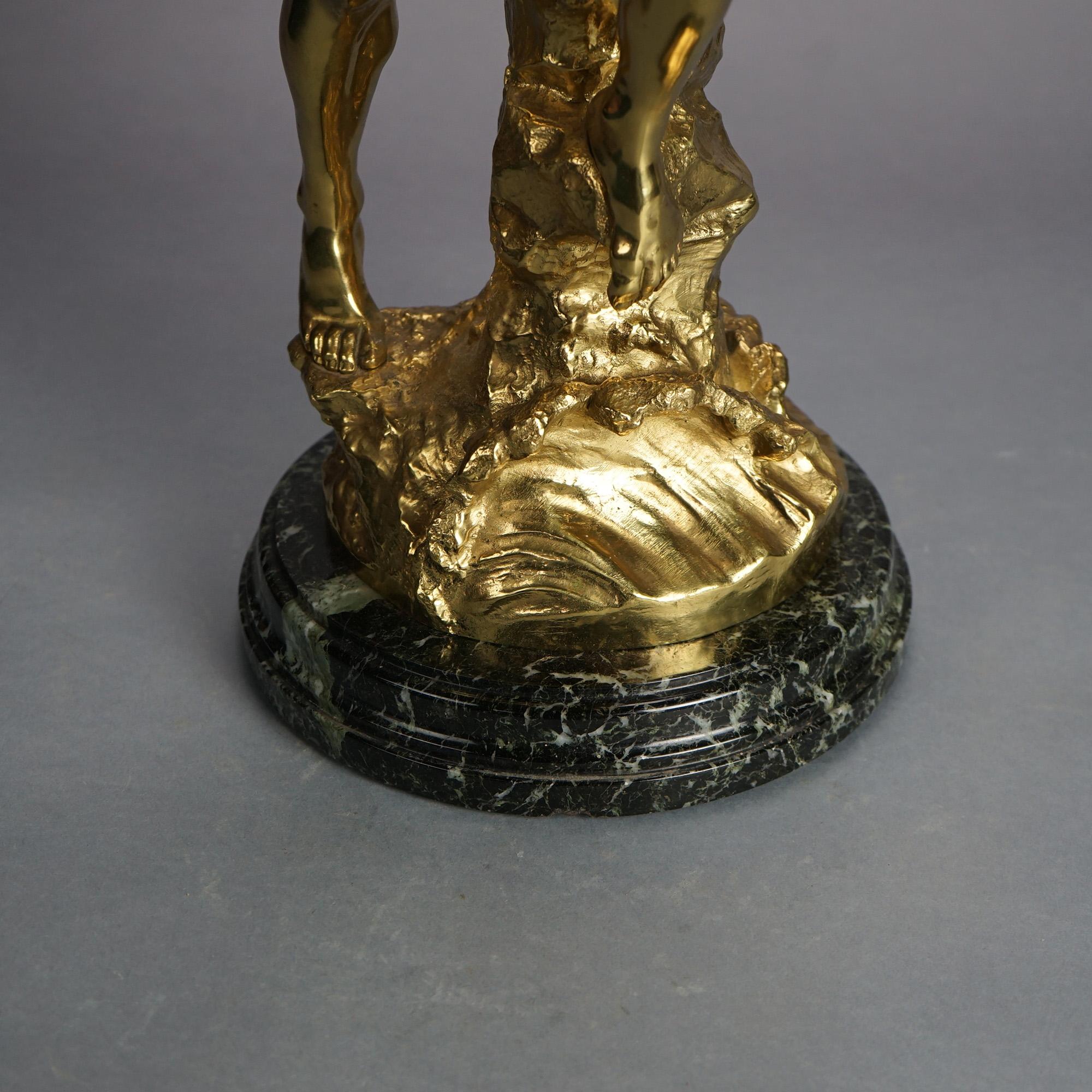 Ferrand Young Neptune Cast Bronze Gladiator on Marble Base C1890 For Sale 2