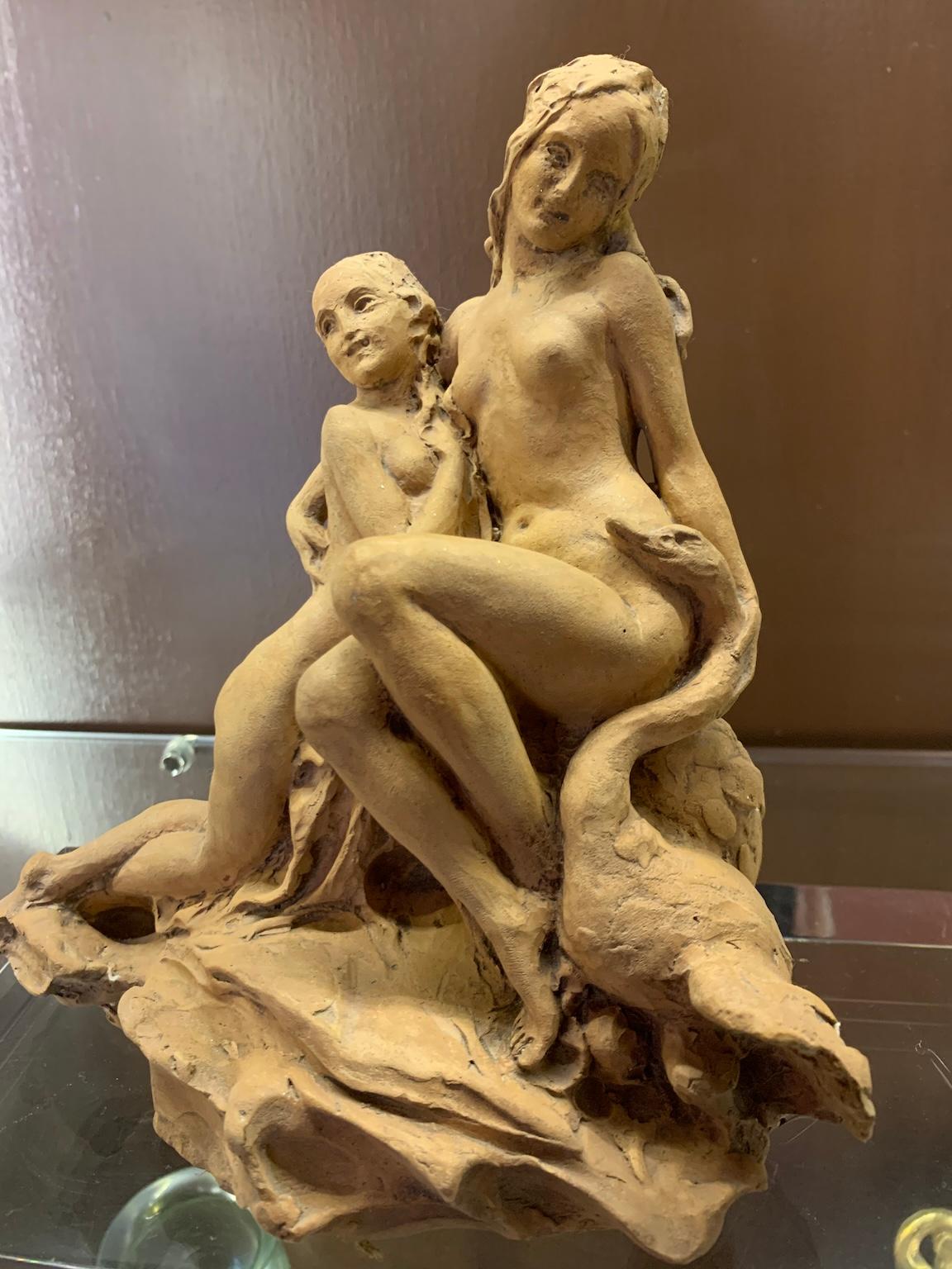 Figurative Sculpture Ferrante Zambini - Figurtiva italienne a thème mitologico dei primi del Novecento