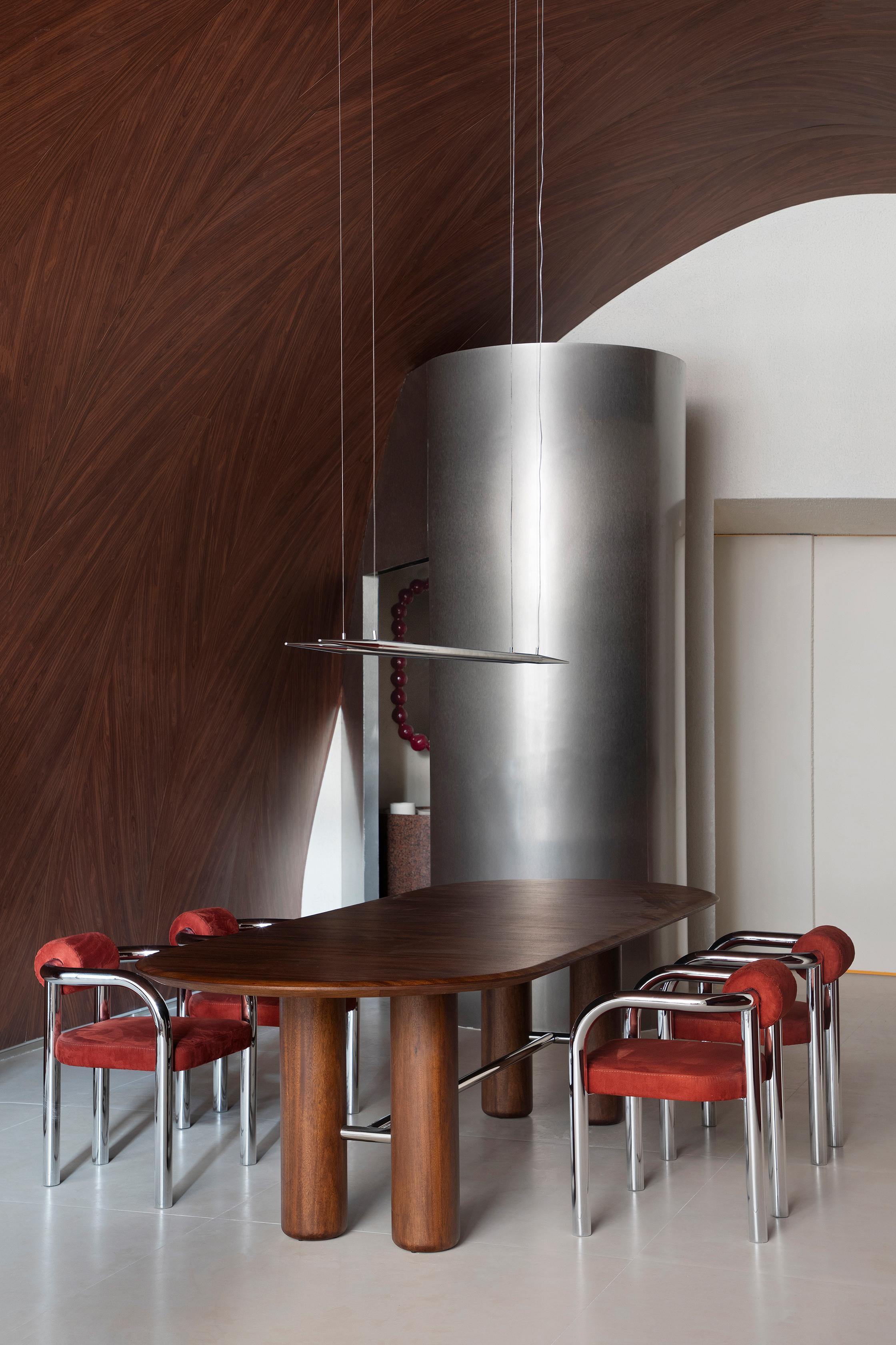 Aluminum Ferrão Pendant Lamp, 150cm, by Rain, Contemporary Lamp, Aluminium, Chrome For Sale