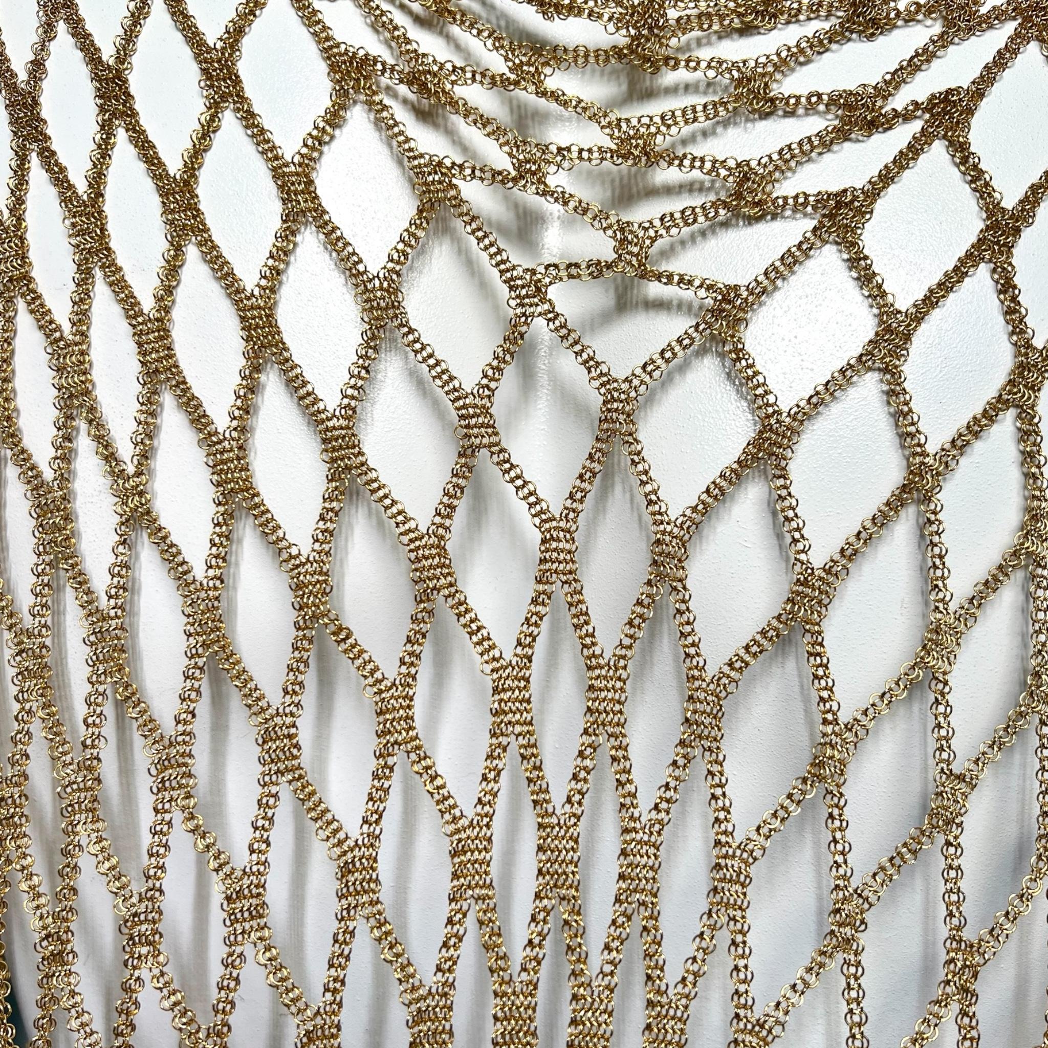 Ferrara 1980's 24kt Gold Plated Ring Mesh Open Weave Tunic Pour femmes en vente