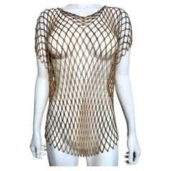 Ferrara 1980's 24kt Gold Plated Ring Mesh Open Weave Tunic