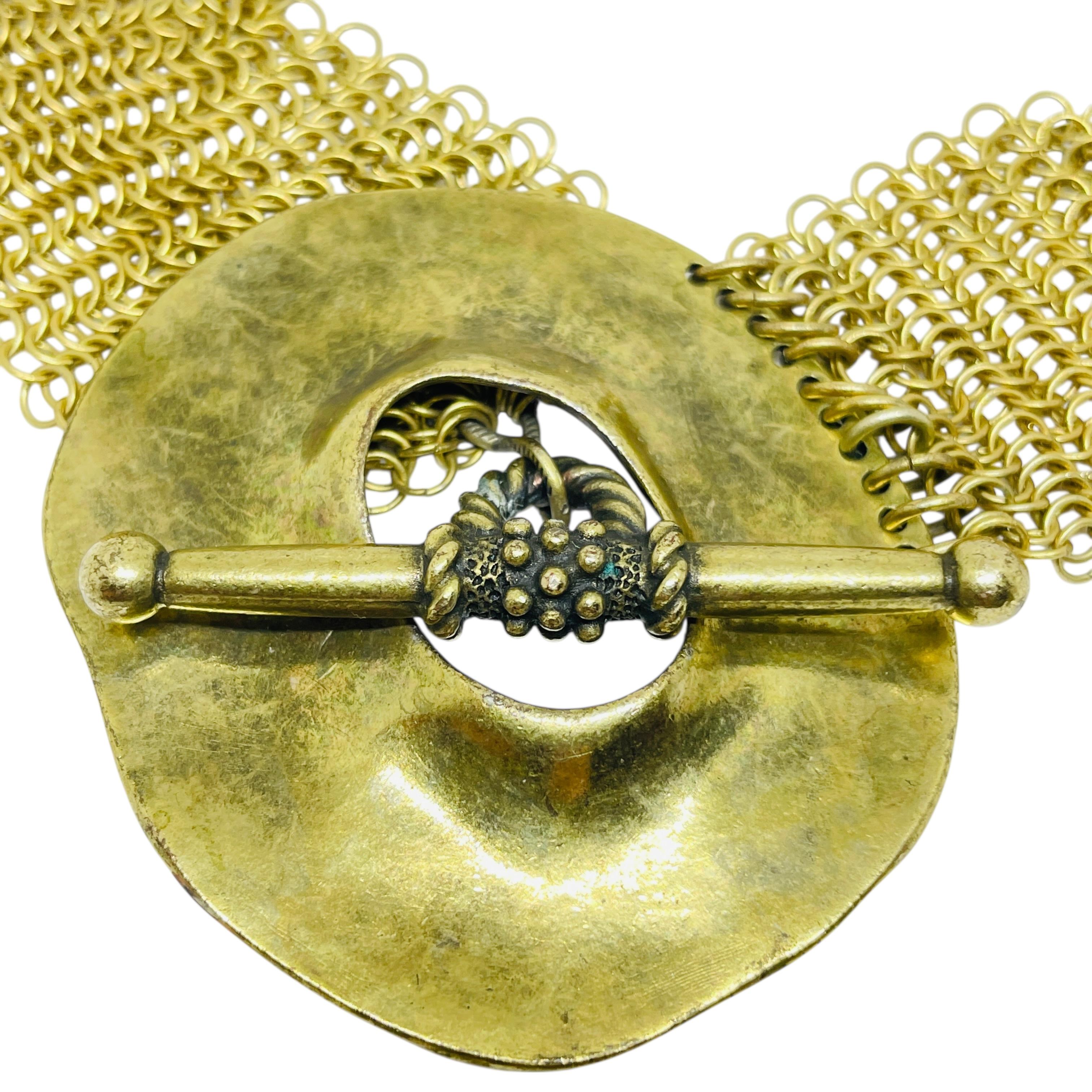 FERRARA signed vintage gold tone chain designer runway necklace For Sale 2